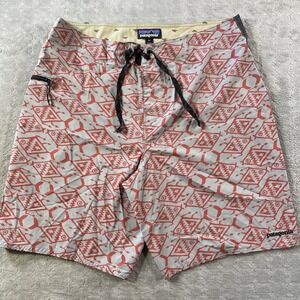 Patagonia Board Shorts Stretch Planing Men 34 Geometric Aztec Swim Trunks Summer